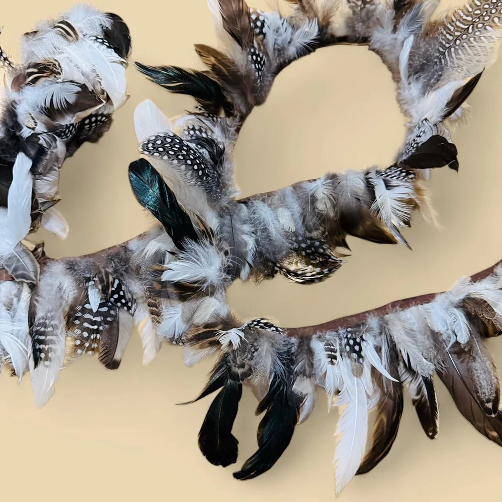 3 Yards of Chicken Duck Turkey Guinea Hen Quail Mixed Feather Trim NEW